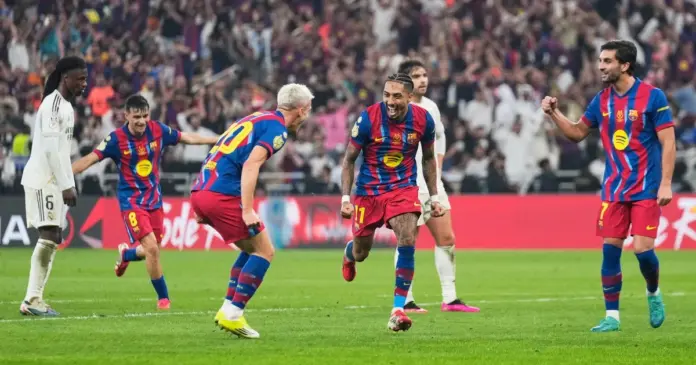 برشلونة يهزم ريال مدريد 3-2 ويتوج بالسوبر الإسباني