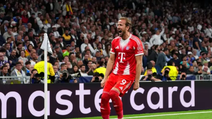 harry kanee.jpeg بايرن يهزم ريال مدريد وأرسنال يفوز في ذهاب ربع نهائي الأبطال