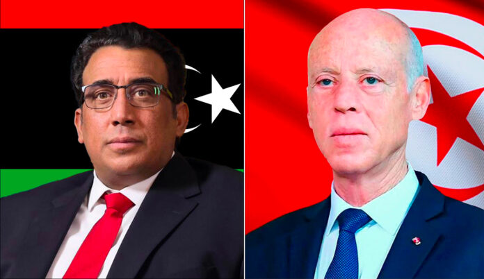 kais-saied-mohamed-younes-menfi زيارة عمل لرئيس المجلس الرئاسي الليبي محمد المنفي إلى تونس