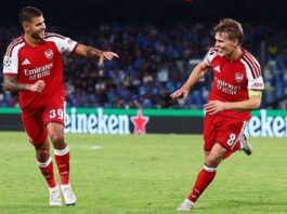 أوديغارد يقود أرسنال للفوز على نابولي في دوري الأبطال