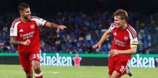 أوديغارد يقود أرسنال للفوز على نابولي في دوري الأبطال