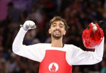 محمد خليل الجندوبي خلال منافسات التايكوندو في بطولة قطر الدولية