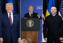 Donald Trump s'adresse aux journalistes au sujet d'une rencontre prévue entre Vladimir Poutine et Volodymyr Zelensky